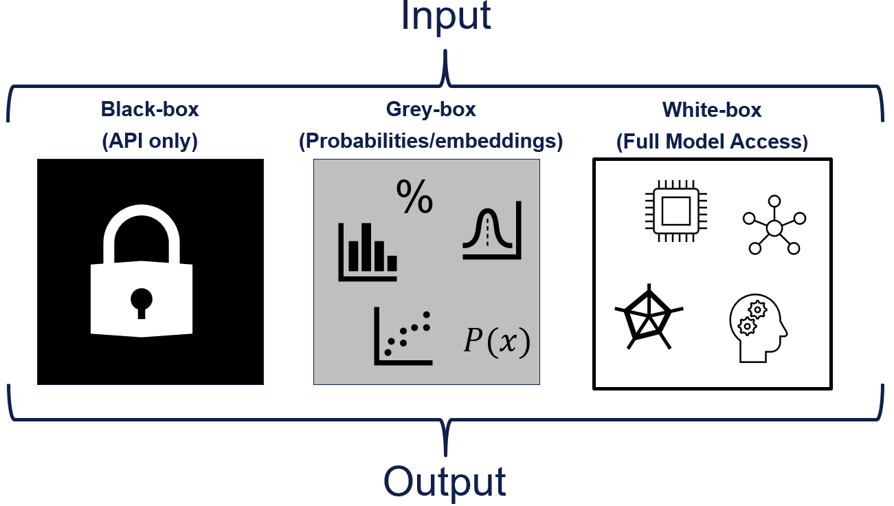 Black-, grey- and white-box approaches